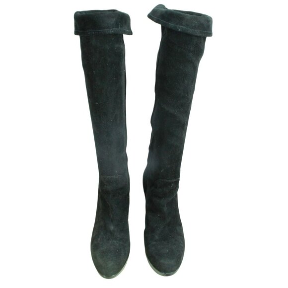 *Unknown Black Suede Wedge Over The Knee Pull On Western Boots Size 9 M - Picture 5 of 9